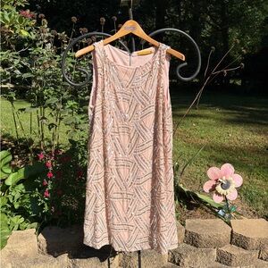 Alice and Olivia beaded sequin Elegant Pink Geometric mini party Dress